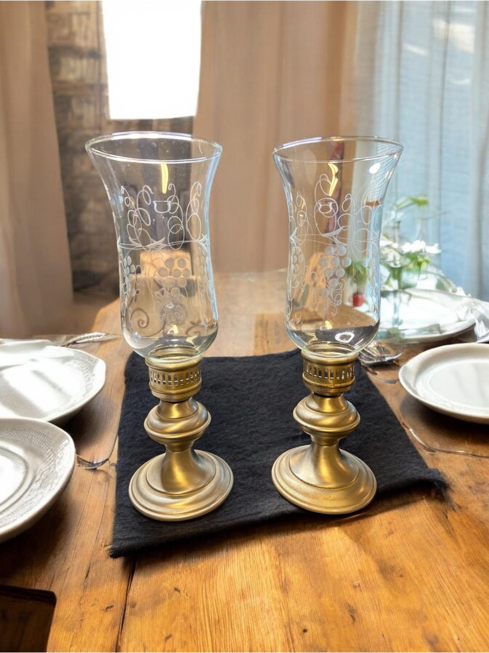Pair Of Vintage Hurricane candle Holders I.M.Schaffer Co. - Picture 4 of 10